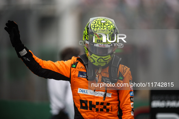 Lando Norris of the McLaren F1 Team MCL38 poses for a portrait during the Formula 1 Grand Prix of Brazil at Autodromo Jose Carlos Pace in Sa...