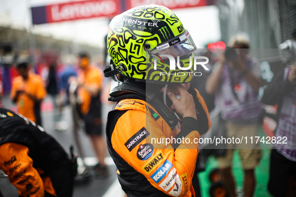 Lando Norris of the McLaren F1 Team MCL38 poses for a portrait during the Formula 1 Grand Prix of Brazil at Autodromo Jose Carlos Pace in Sa...