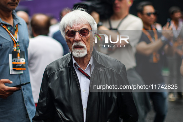 Bernie Ecclestone, former CEO of the Formula One Group, poses for a portrait during the Formula 1 Grand Prix of Brazil at Autodromo Jose Car...