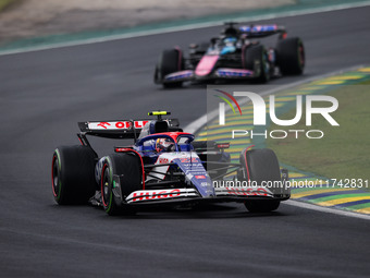 Yuki Tsunoda of the Visa Cash App RB F1 Team VCARB 01 competes during the Formula 1 Grand Prix of Brazil at Autodromo Jose Carlos Pace in Sa...