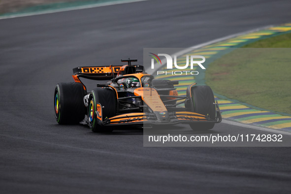 Oscar Piastri of the McLaren F1 Team drives the MCL38 during the Formula 1 Grand Prix of Brazil at Autodromo Jose Carlos Pace in Sao Paulo,...