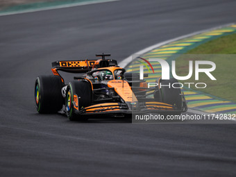 Oscar Piastri of the McLaren F1 Team drives the MCL38 during the Formula 1 Grand Prix of Brazil at Autodromo Jose Carlos Pace in Sao Paulo,...