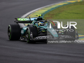 Fernando Alonso of the Aston Martin F1 Team AMR24 competes during the Formula 1 Grand Prix of Brazil at Autodromo Jose Carlos Pace in Sao Pa...