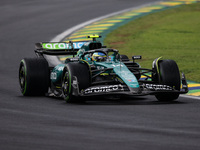 Fernando Alonso of the Aston Martin F1 Team AMR24 competes during the Formula 1 Grand Prix of Brazil at Autodromo Jose Carlos Pace in Sao Pa...