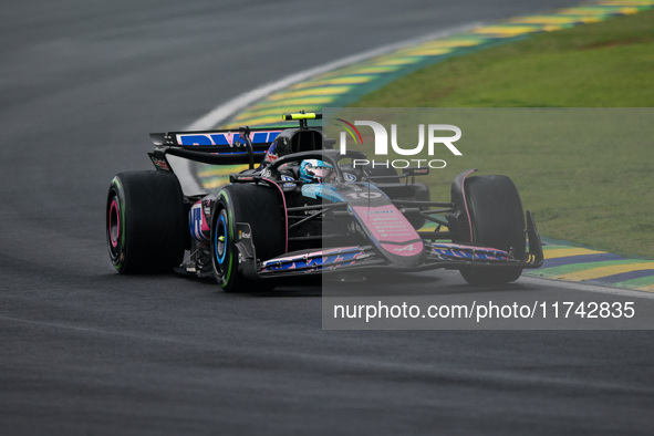 Pierre Gasly of the Alpine F1 Team drives the A524 during the Formula 1 Grand Prix of Brazil at Autodromo Jose Carlos Pace in Sao Paulo, Bra...