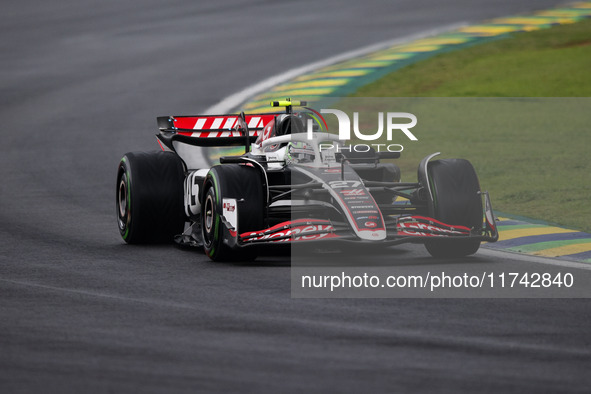 Nico Hulkenberg of the Haas F1 Team drives the VF-24 Ferrari during the Formula 1 Grand Prix of Brazil at Autodromo Jose Carlos Pace in Sao...