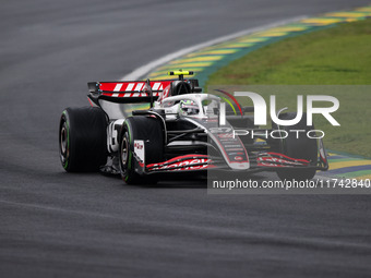 Nico Hulkenberg of the Haas F1 Team drives the VF-24 Ferrari during the Formula 1 Grand Prix of Brazil at Autodromo Jose Carlos Pace in Sao...