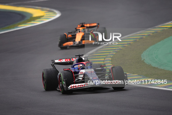 Liam Lawson of Visa Cash App RB F1 Team VCARB 01 competes during the Formula 1 Grand Prix of Brazil at Autodromo Jose Carlos Pace in Sao Pau...