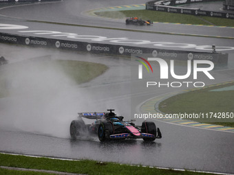 Esteban Ocon of the Alpine F1 Team A524 participates in the Formula 1 Grand Prix of Brazil at Autodromo Jose Carlos Pace in Sao Paulo, Brazi...