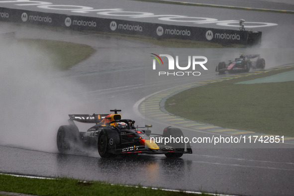 Max Verstappen of Red Bull Racing RB20 competes during the Formula 1 Grand Prix of Brazil at Autodromo Jose Carlos Pace in Sao Paulo, Brazil...