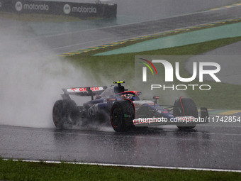 Yuki Tsunoda of the Visa Cash App RB F1 Team VCARB 01 competes during the Formula 1 Grand Prix of Brazil at Autodromo Jose Carlos Pace in Sa...