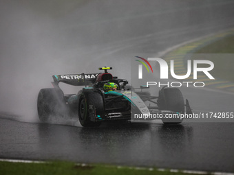 Lewis Hamilton of the Mercedes AMG F1 Team W15 competes during the Formula 1 Grand Prix of Brazil at Autodromo Jose Carlos Pace in Sao Paulo...