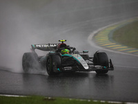 Lewis Hamilton of the Mercedes AMG F1 Team W15 competes during the Formula 1 Grand Prix of Brazil at Autodromo Jose Carlos Pace in Sao Paulo...