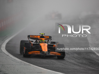 Lando Norris of the McLaren F1 Team drives the MCL38 during the Formula 1 Grand Prix of Brazil at Autodromo Jose Carlos Pace in Sao Paulo, B...