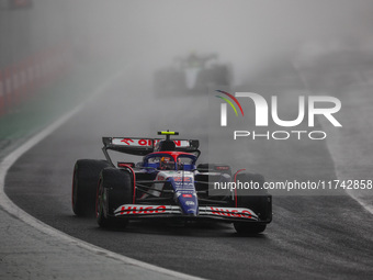 Yuki Tsunoda of the Visa Cash App RB F1 Team VCARB 01 competes during the Formula 1 Grand Prix of Brazil at Autodromo Jose Carlos Pace in Sa...