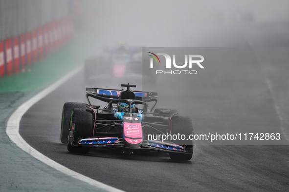 Esteban Ocon of the Alpine F1 Team A524 participates in the Formula 1 Grand Prix of Brazil at Autodromo Jose Carlos Pace in Sao Paulo, Brazi...