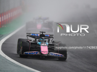 Esteban Ocon of the Alpine F1 Team A524 participates in the Formula 1 Grand Prix of Brazil at Autodromo Jose Carlos Pace in Sao Paulo, Brazi...