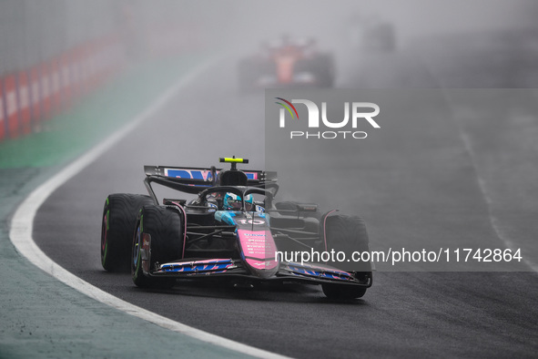 Pierre Gasly of the Alpine F1 Team drives the A524 during the Formula 1 Grand Prix of Brazil at Autodromo Jose Carlos Pace in Sao Paulo, Bra...