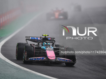 Pierre Gasly of the Alpine F1 Team drives the A524 during the Formula 1 Grand Prix of Brazil at Autodromo Jose Carlos Pace in Sao Paulo, Bra...