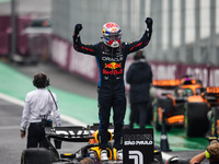 Max Verstappen of Red Bull Racing RB20 celebrates his victory during the Formula 1 Grand Prix of Brazil at Autodromo Jose Carlos Pace in Sao...