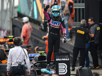 Pierre Gasly of the Alpine F1 Team A524 celebrates his podium during the Formula 1 Grand Prix of Brazil at Autodromo Jose Carlos Pace in Sao...