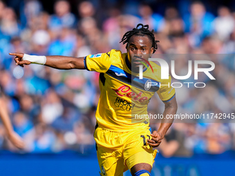 Ademola Lookman of Atalanta BC gestures during the serie Serie A Enilive match between SSC Napoli and Atalanta BC at Stadio Diego Armando Ma...