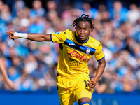 Ademola Lookman of Atalanta BC gestures during the serie Serie A Enilive match between SSC Napoli and Atalanta BC at Stadio Diego Armando Ma...