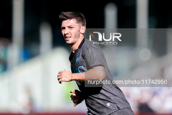 Billy Gilmour of SSC Napoli looks on during the serie Serie A Enilive match between SSC Napoli and Atalanta BC at Stadio Diego Armando Marad...