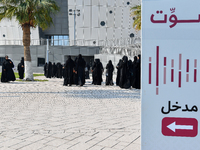 Qatari women arrive at a polling station in Doha, Qatar, on November 5, 2024, to cast their votes in a general referendum on constitutional...