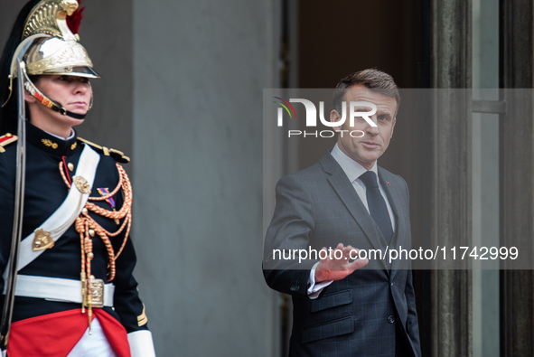 President of the Republic Emmanuel Macron receives Kassym-Jomart Tokaiev, President of the Republic of Kazakhstan, at the Elysee Palace in P...