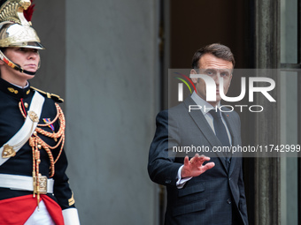 President of the Republic Emmanuel Macron receives Kassym-Jomart Tokaiev, President of the Republic of Kazakhstan, at the Elysee Palace in P...