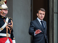 President of the Republic Emmanuel Macron receives Kassym-Jomart Tokaiev, President of the Republic of Kazakhstan, at the Elysee Palace in P...