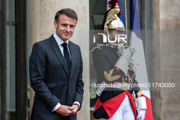 President of the Republic Emmanuel Macron receives Kassym-Jomart Tokaiev, President of the Republic of Kazakhstan, at the Elysee Palace in P...