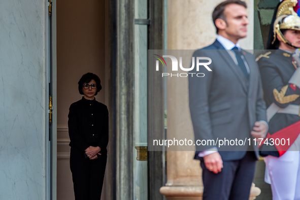 Minister of Culture Rachida Dati is at the Elysee Palace as President of the Republic Emmanuel Macron receives Kassym-Jomart Tokaiev, Presid...