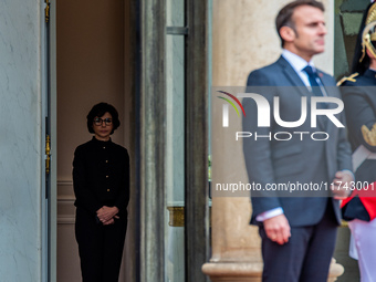 Minister of Culture Rachida Dati is at the Elysee Palace as President of the Republic Emmanuel Macron receives Kassym-Jomart Tokaiev, Presid...