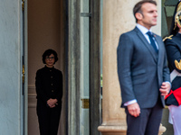 Minister of Culture Rachida Dati is at the Elysee Palace as President of the Republic Emmanuel Macron receives Kassym-Jomart Tokaiev, Presid...