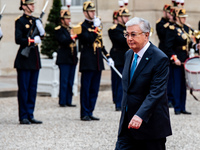 President of the Republic Emmanuel Macron receives Kassym-Jomart Tokaiev, President of the Republic of Kazakhstan, at the Elysee Palace in P...