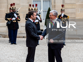 President of the Republic Emmanuel Macron receives Kassym-Jomart Tokaiev, President of the Republic of Kazakhstan, at the Elysee Palace in P...