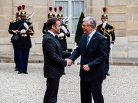 President of the Republic Emmanuel Macron receives Kassym-Jomart Tokaiev, President of the Republic of Kazakhstan, at the Elysee Palace in P...