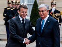 President of the Republic Emmanuel Macron receives Kassym-Jomart Tokaiev, President of the Republic of Kazakhstan, at the Elysee Palace in P...