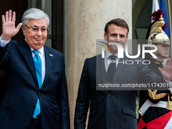 President of the Republic Emmanuel Macron receives Kassym-Jomart Tokaiev, President of the Republic of Kazakhstan, at the Elysee Palace in P...