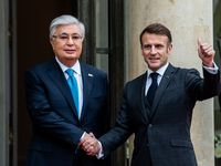 President of the Republic Emmanuel Macron receives Kassym-Jomart Tokaiev, President of the Republic of Kazakhstan, at the Elysee Palace in P...