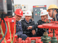 Border police conduct an enterprise safety inspection on a wind power plant in Altay, Xinjiang, China, on November 5, 2024. (