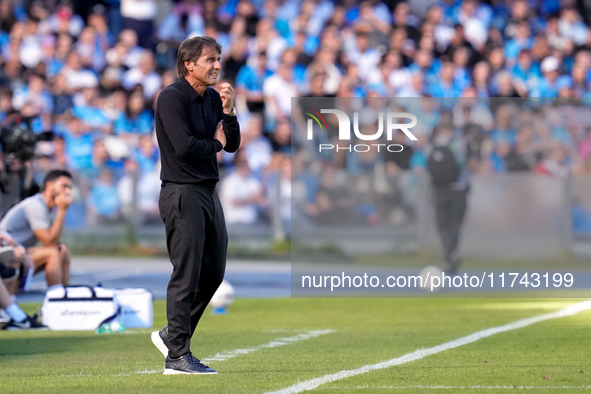 Antonio Conte Head Coach of SSC Napoli looks on during the serie Serie A Enilive match between SSC Napoli and Atalanta BC at Stadio Diego Ar...