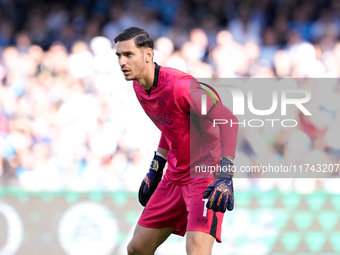 Alex Meret of SSC Napoli looks on during the serie Serie A Enilive match between SSC Napoli and Atalanta BC at Stadio Diego Armando Maradona...