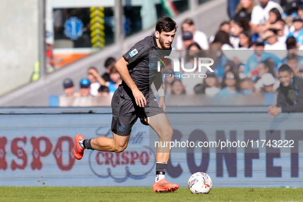 Khvicha Kvaratskhelia of SSC Napoli during the serie Serie A Enilive match between SSC Napoli and Atalanta BC at Stadio Diego Armando Marado...