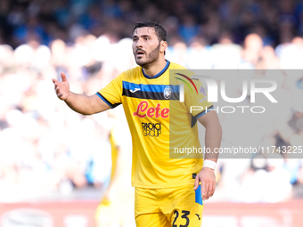 Sead Kolasinac of Atalanta BC gestures during the serie Serie A Enilive match between SSC Napoli and Atalanta BC at Stadio Diego Armando Mar...