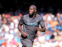 Romelu Lukaku of SSC Napoli looks on during the serie Serie A Enilive match between SSC Napoli and Atalanta BC at Stadio Diego Armando Marad...