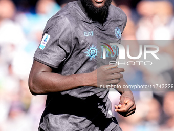 Romelu Lukaku of SSC Napoli looks on during the serie Serie A Enilive match between SSC Napoli and Atalanta BC at Stadio Diego Armando Marad...