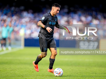 Matteo Politano of SSC Napoli during the serie Serie A Enilive match between SSC Napoli and Atalanta BC at Stadio Diego Armando Maradona on...